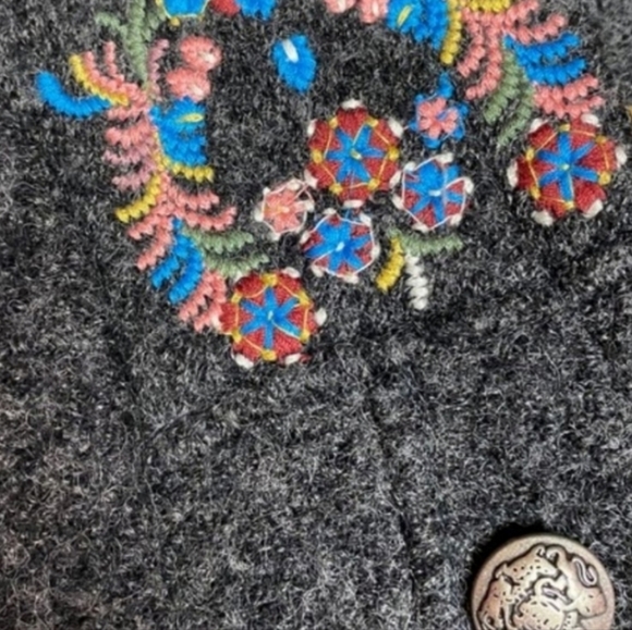 FREE People Picchi Wool Embroidered Pleated Jacket size 10 - Picture 6 of 9